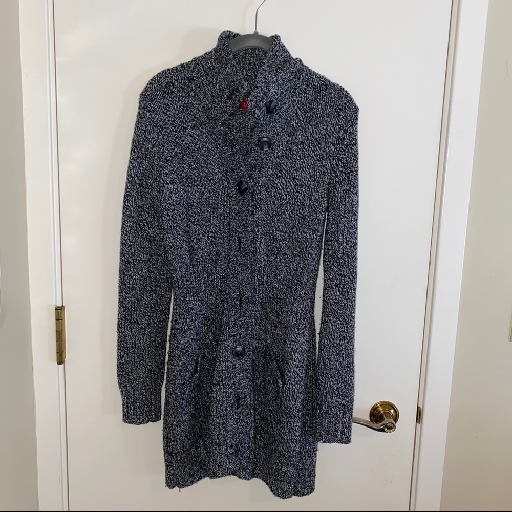 Long Balck and White Cardigan